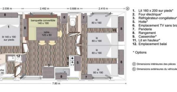 Plan technique mobil home Rapidhome 3 chambres