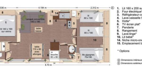 Plan du locatif mobil home RapidHome Premium